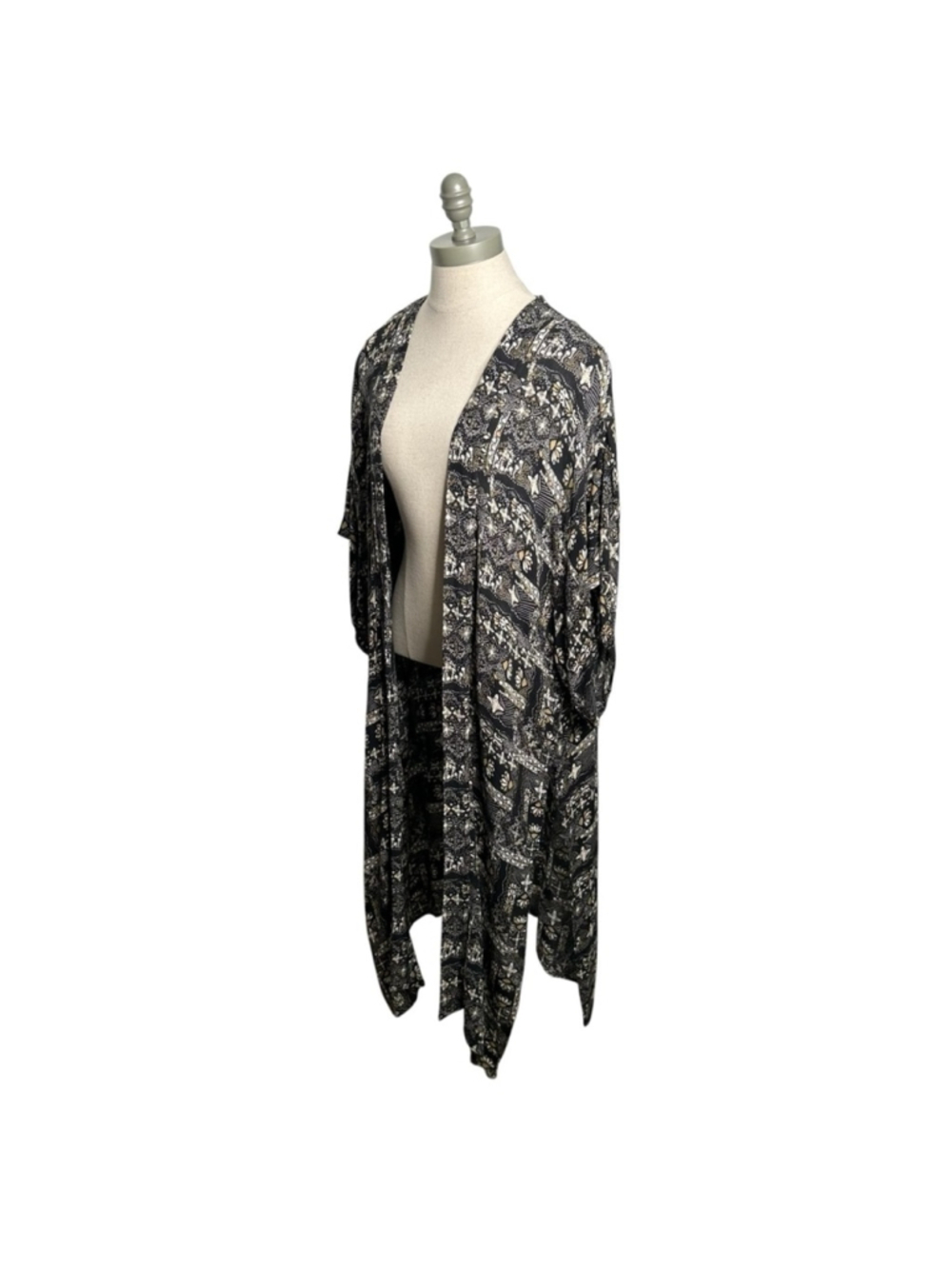 TREASURE & BOND Printed Woven Duster Kimono Swim Coverup Black Batik Patchwork - Picture 5 of 10